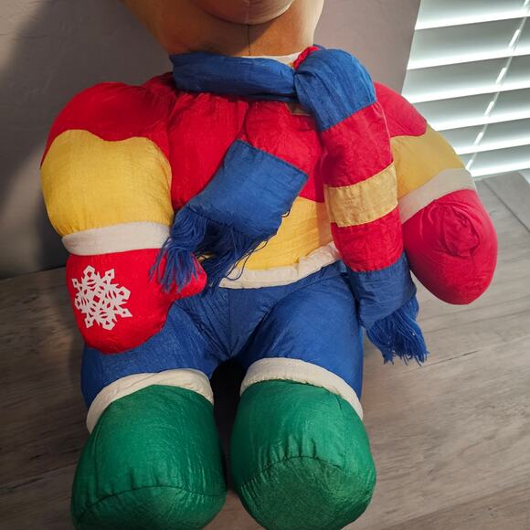 Vintage Reindeer Plush 90s Nylon Puffy 18" Holiday Christmas Toy Country Bells - Picture 3 of 13